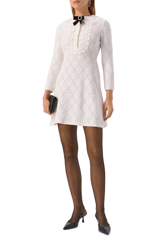 Хлопковое платье self-portrait AW25123SW Белый  AW25123SW Фото 2