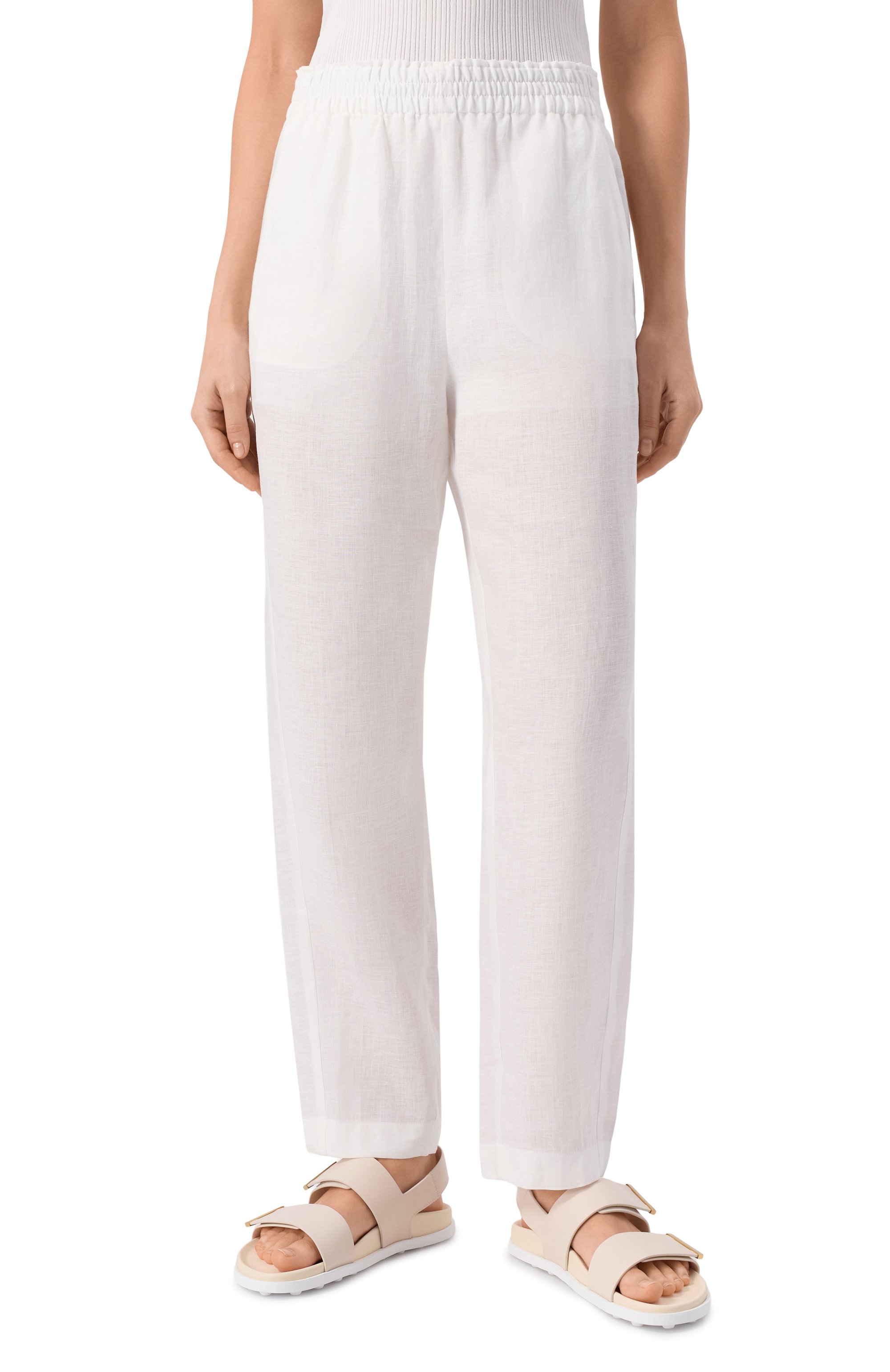 Льняные брюки EMPORIO ARMANI белого цвета по цене 52750 руб., арт. EW001575/TE14012, фото 3 Льняные брюки EMPORIO ARMANI, арт. EW001575/TE14012, фото 3