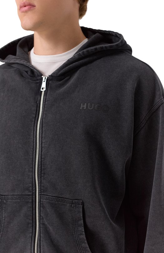 Хлопковая толстовка HUGO Blue 50542681 Серый  50542681 Фото 5