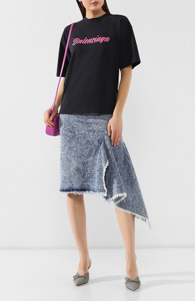 Хлопковая футболка BALENCIAGA темно-серого цвета по цене 31300 руб., арт. 583098/TFV59, фото 2 Хлопковая футболка BALENCIAGA, арт. 583098/TFV59, фото 2