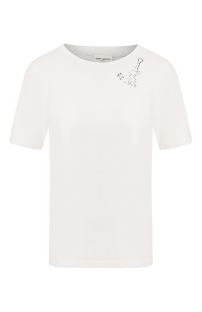 Женская хлопковая футболка SAINT LAURENT, арт. 605366/YBQJ2