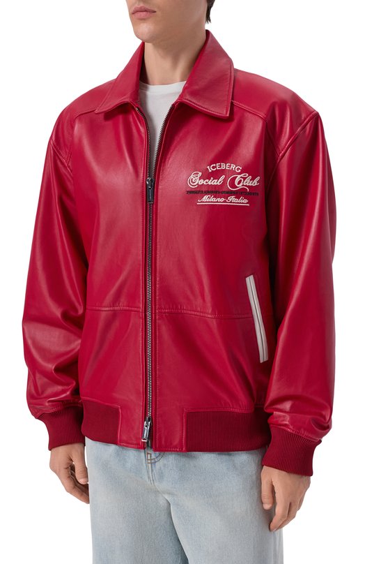 Кожаный бомбер Iceberg Z020/6805 Красный  Z020/6805 Фото 3