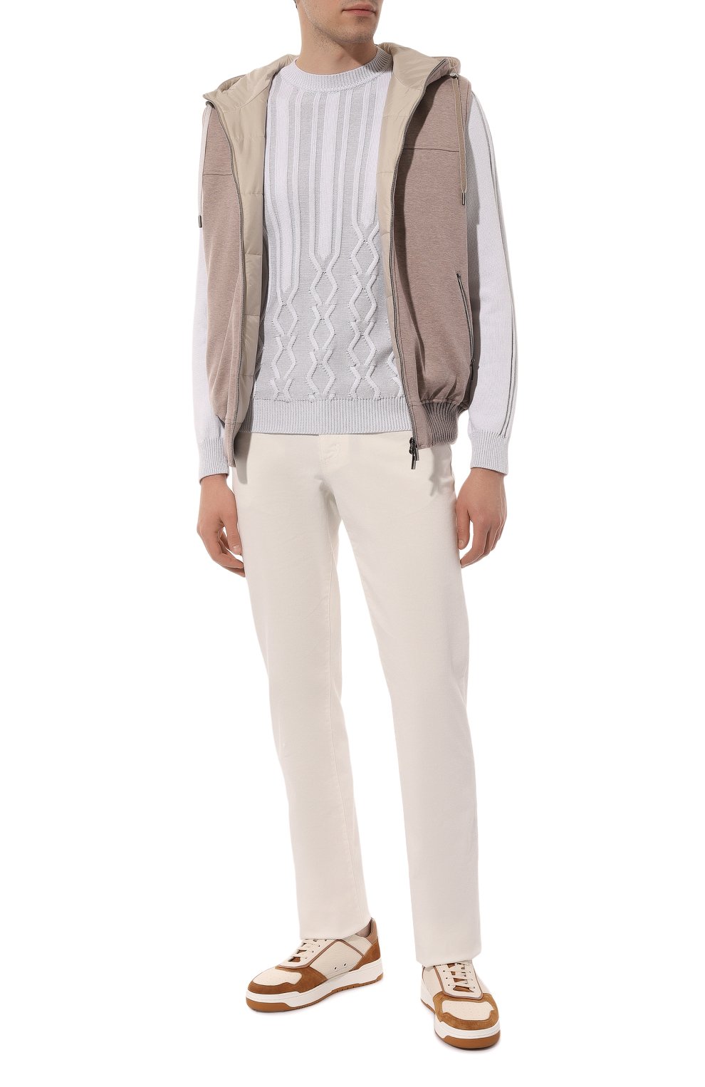 Свитер из хлопка и шелка ZILLI светло-серого цвета по цене 135000 руб., арт. MBZ-RN240-L0SA1/ML01, фото 2 Свитер из хлопка и шелка ZILLI, арт. MBZ-RN240-L0SA1/ML01, фото 2