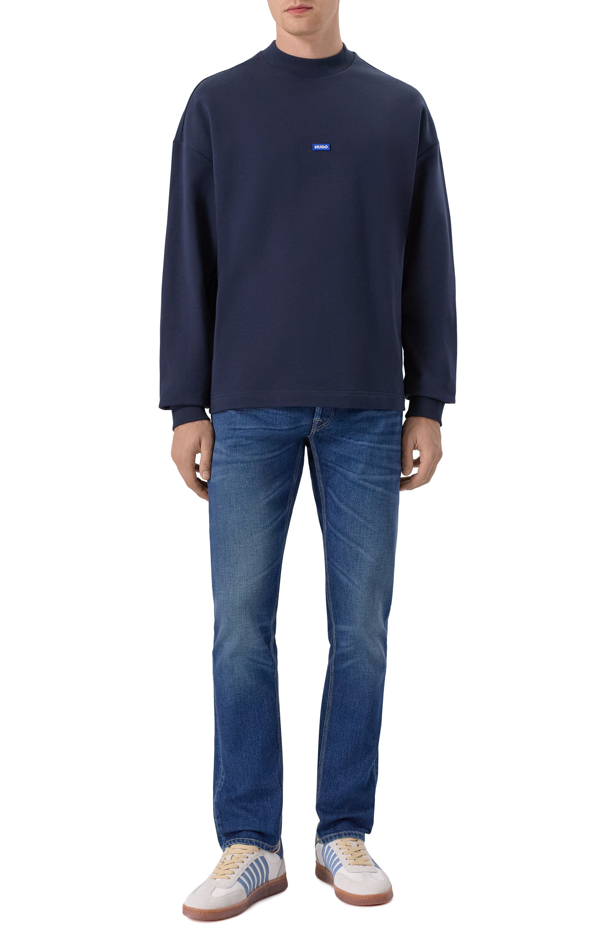 Хлопковый свитшот HUGO BLUE темно-синего цвета по цене 13600 руб., арт. 50522359, фото 2 Хлопковый свитшот HUGO BLUE, арт. 50522359, фото 2