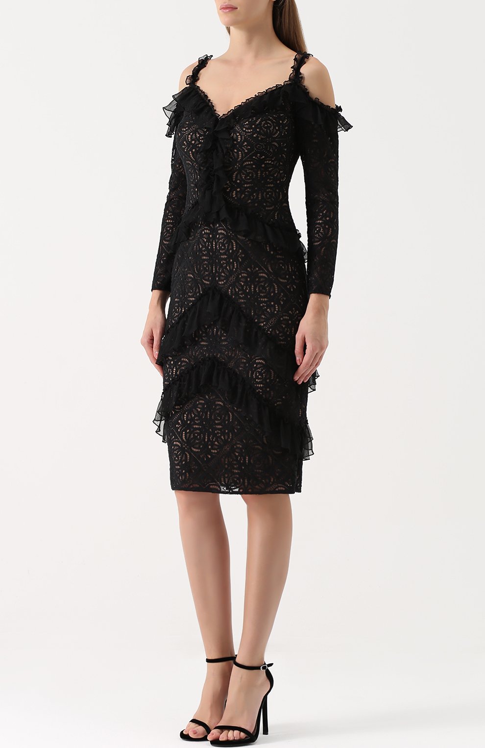 Кружевное облегающее платье с открытыми плечами TADASHI SHOJI, арт. AYW17530MD, фото 3