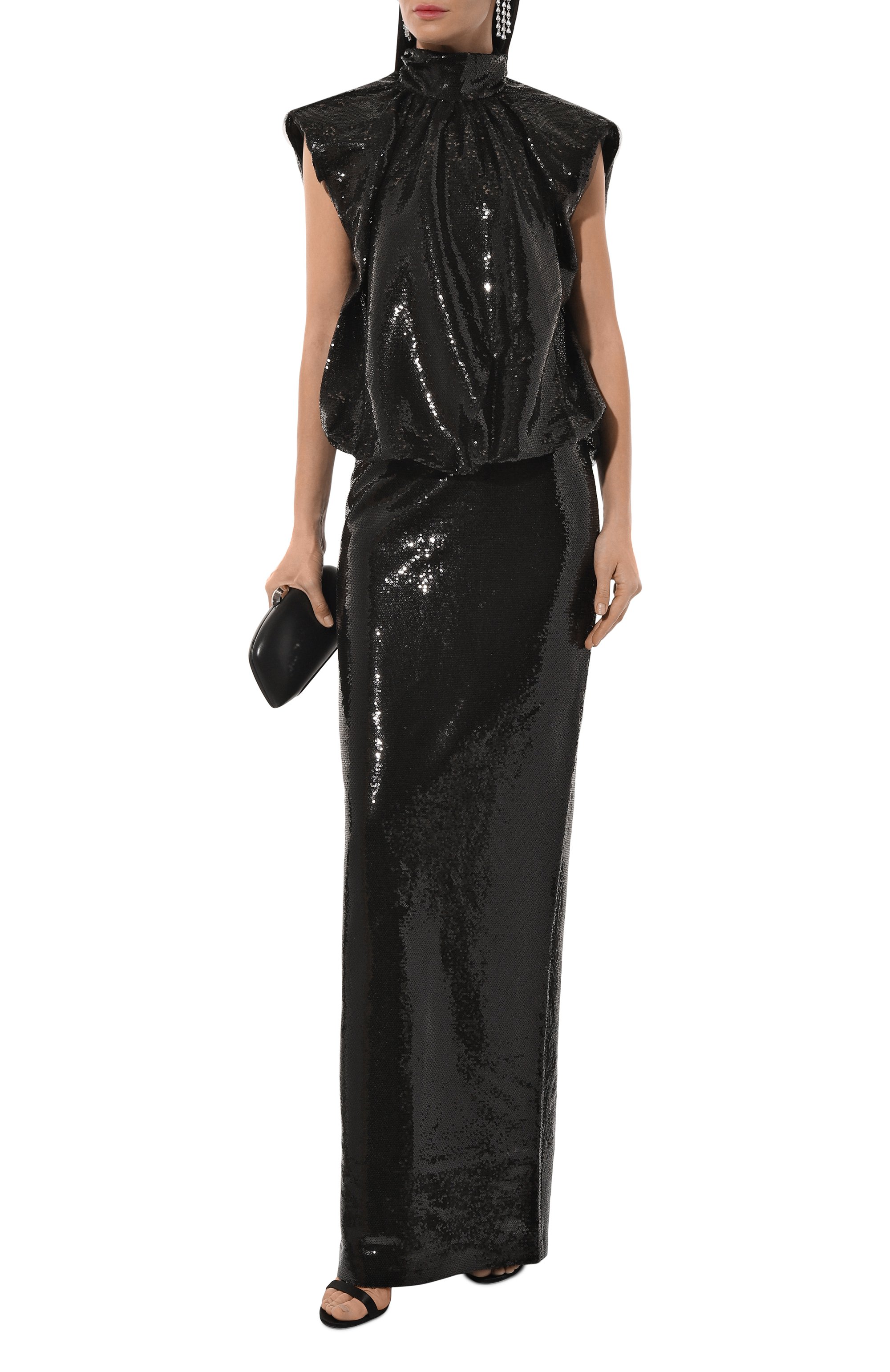 Платье с отделкой пайетками RASARIO черного цвета по цене 190120 руб., арт. RS24F029DX001, фото 2 Платье с отделкой пайетками RASARIO, арт. RS24F029DX001, фото 2