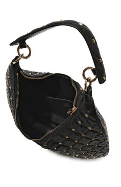 Женская сумка rockstud spike VALENTINO черного цвета, арт. 3W2B0M32WAS | Фото 5 (Размер: medium; Материал: Натуральная кожа; Материал сплава: Проставлено; Ремень/цепочка: На ремешке; Драгоценные камни: Проставлено)