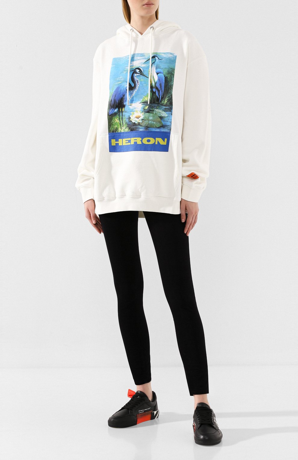 Хлопковое худи HERON PRESTON белого цвета по цене 29750 руб., арт. HWBB001E198080220288, фото 2 Хлопковое худи HERON PRESTON, арт. HWBB001E198080220288, фото 2