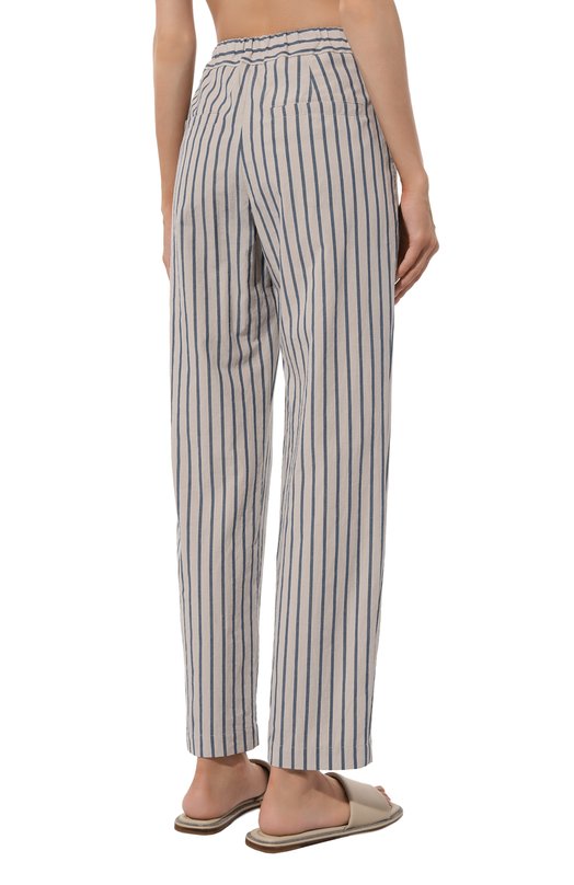 Брюки из хлопка и льна Brunello Cucinelli MH564B1312 Кремовый  MH564B1312 Фото 4