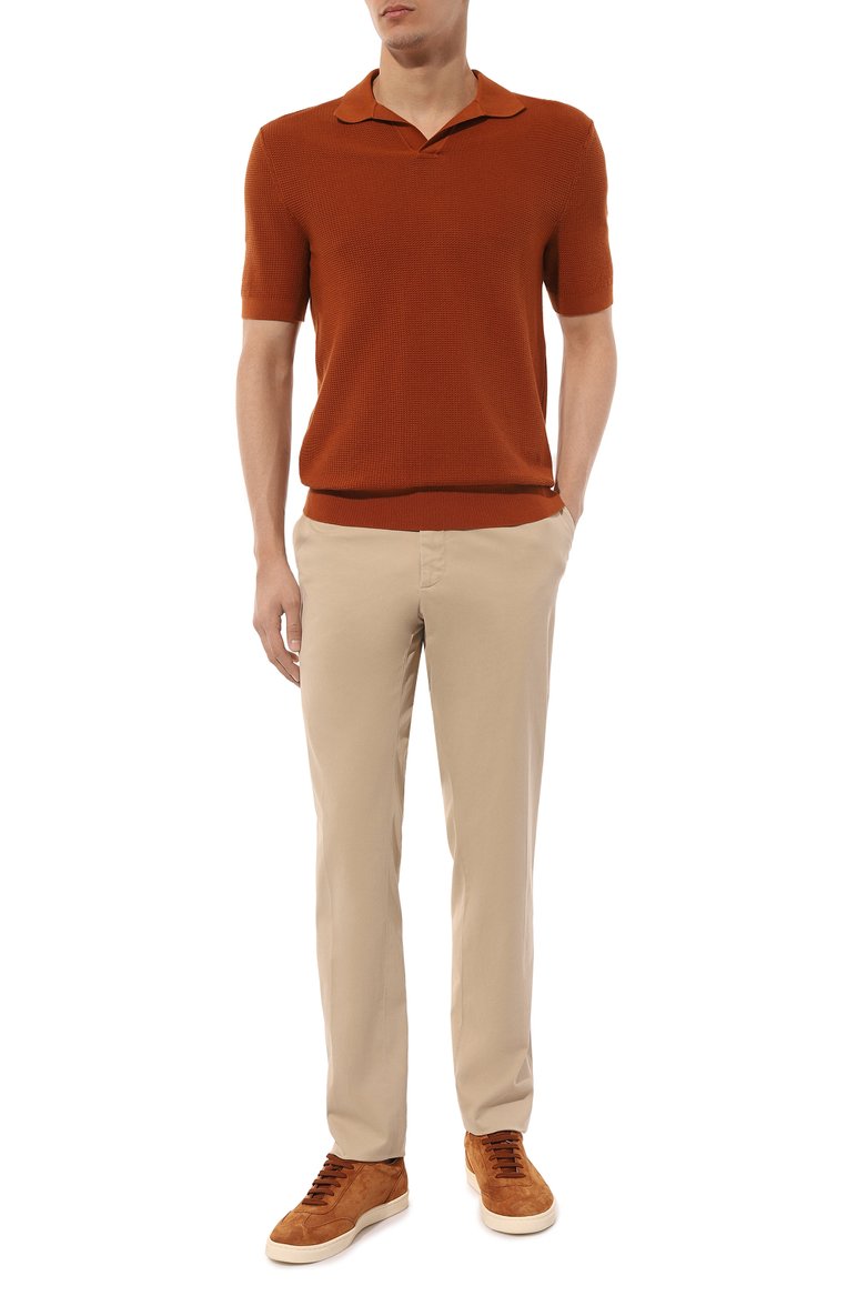 Мужские хлопковые брюки ZEGNA светло-бежевого цвета, арт. UDI17A7/TR00 | Фото 2 (Материал внешний: Хлопок; Драгоценные камни: Проставлено; Материал сплава: Проставлено; Длина (брюки, джинсы): Стандартные; Случай: Повседневный; Стили: Кэжуэл; Силуэт М (брюки): Чиносы)