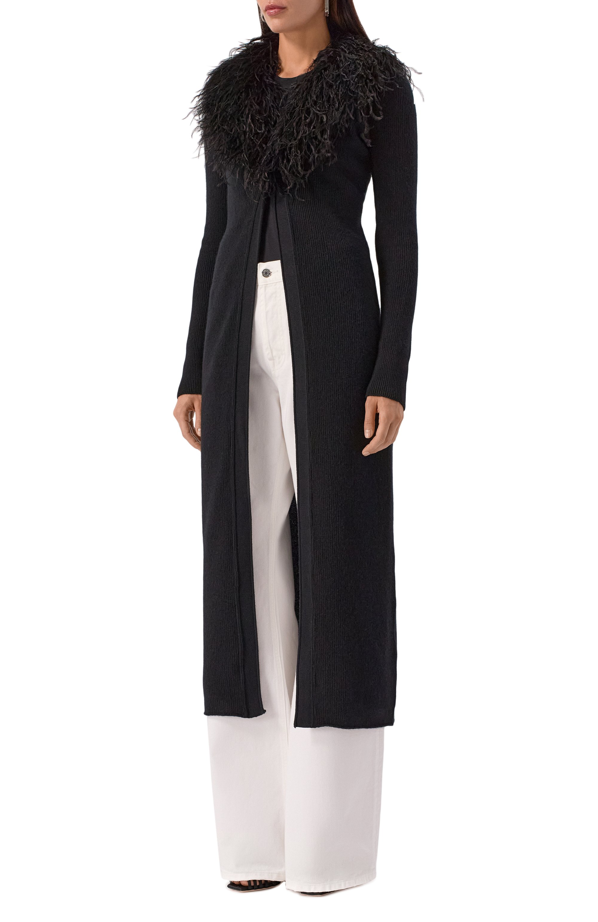 Шерстяной кардиган с отделкой перьями BLUMARINE, арт. 2M608A, фото 3