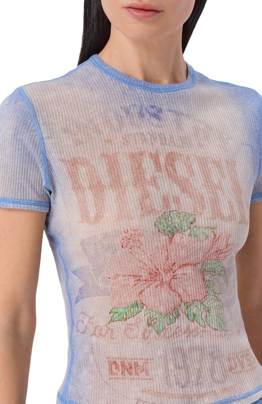 Хлопковая футболка Diesel A23519/0HGCN Голубой  A23519/0HGCN Фото 5