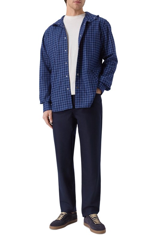 Рубашка из шерсти и кашемира Kiton UMCMARK0167G39 Синий  UMCMARK0167G39 Фото 2