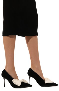 Женские текстильные туфли clara 100 BALMAIN черного цвета, арт. BN0UA940/TLSA | Фото 3 (Материал внешний: Текстиль; Материал внутренний: Натуральная кожа; Подошва: Плоская; Каблук высота: Высокий; Драгоценные камни: Проставлено; Материал сплава: Проставлено; Каблук тип: Шпилька)