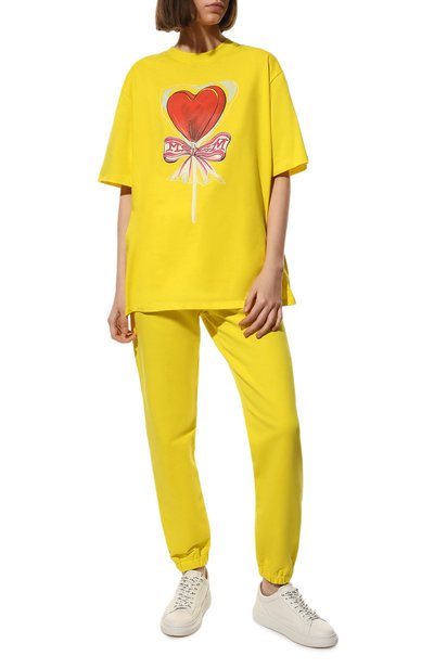 Хлопковая футболка MSGM желтого цвета по цене 19950 руб., арт. 3241MDM178 227298, фото 2 Хлопковая футболка MSGM, арт. 3241MDM178 227298, фото 2