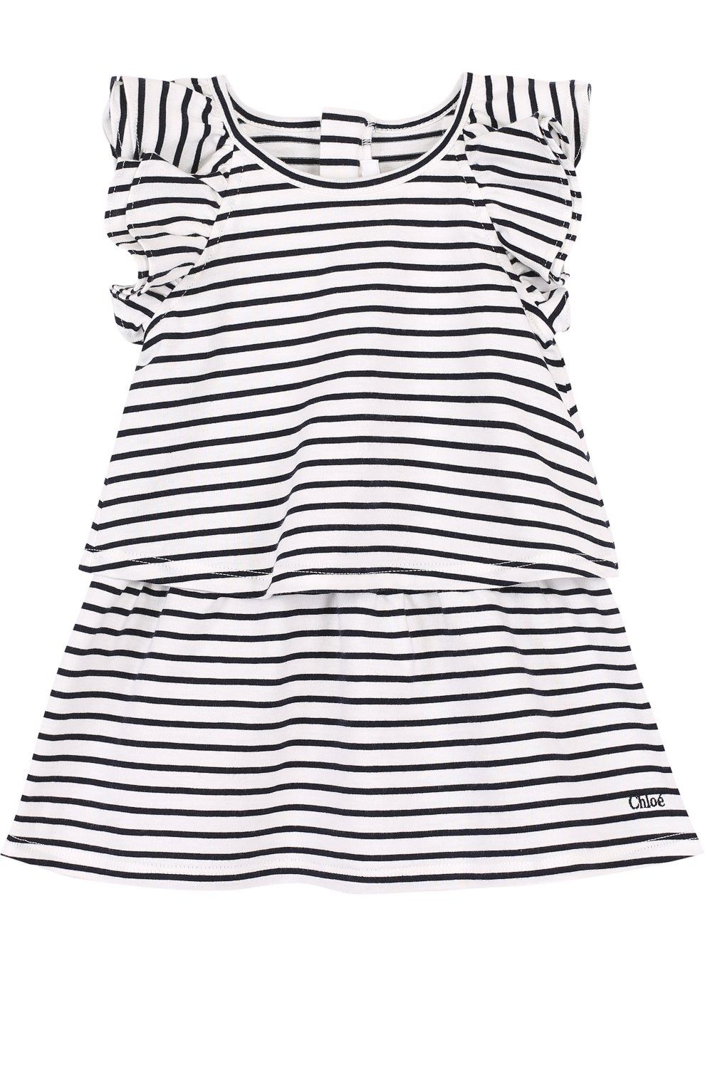 Хлопковое платье в полоску CHLOÉ, арт. C02181/3M-18M, фото 1