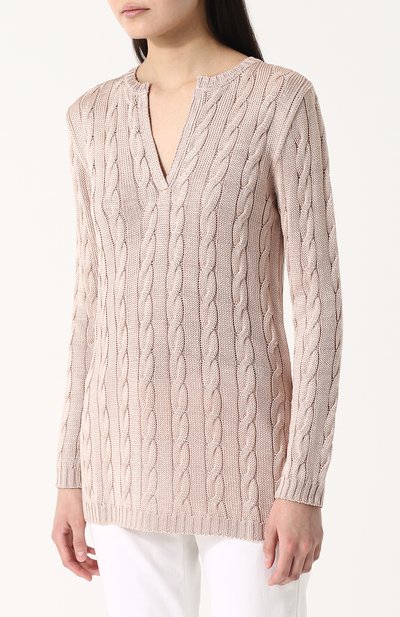 Удлиненный шелковый пуловер фактурной вязки RALPH LAUREN, арт. 290703705, фото 3