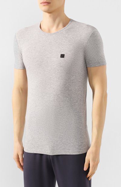 Хлопковая футболка с круглым вырезом ZEGNA светло-серого цвета по цене 11550 руб., арт. N2M200010, фото 3 Хлопковая футболка с круглым вырезом ZEGNA, арт. N2M200010, фото 3