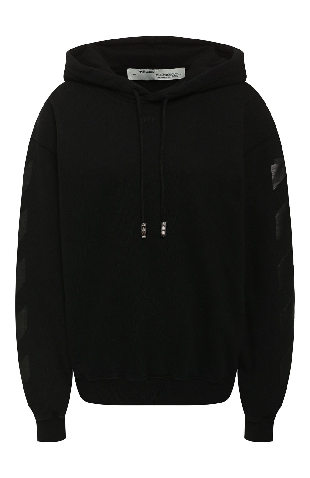 Хлопковое худи OFF-WHITE черного цвета по цене 39950 руб., арт. 0WBB032E19F300961010, фото 1 Хлопковое худи OFF-WHITE, арт. 0WBB032E19F300961010, фото 1
