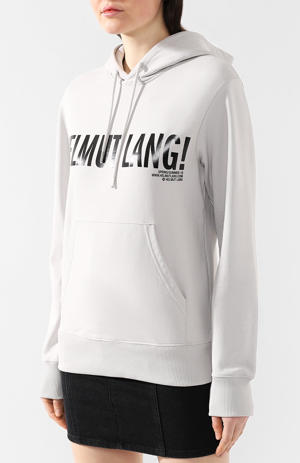 Хлопковое худи HELMUT LANG светло-серого цвета по цене 21450 руб., арт. J01KW501, фото 3 Хлопковое худи HELMUT LANG, арт. J01KW501, фото 3