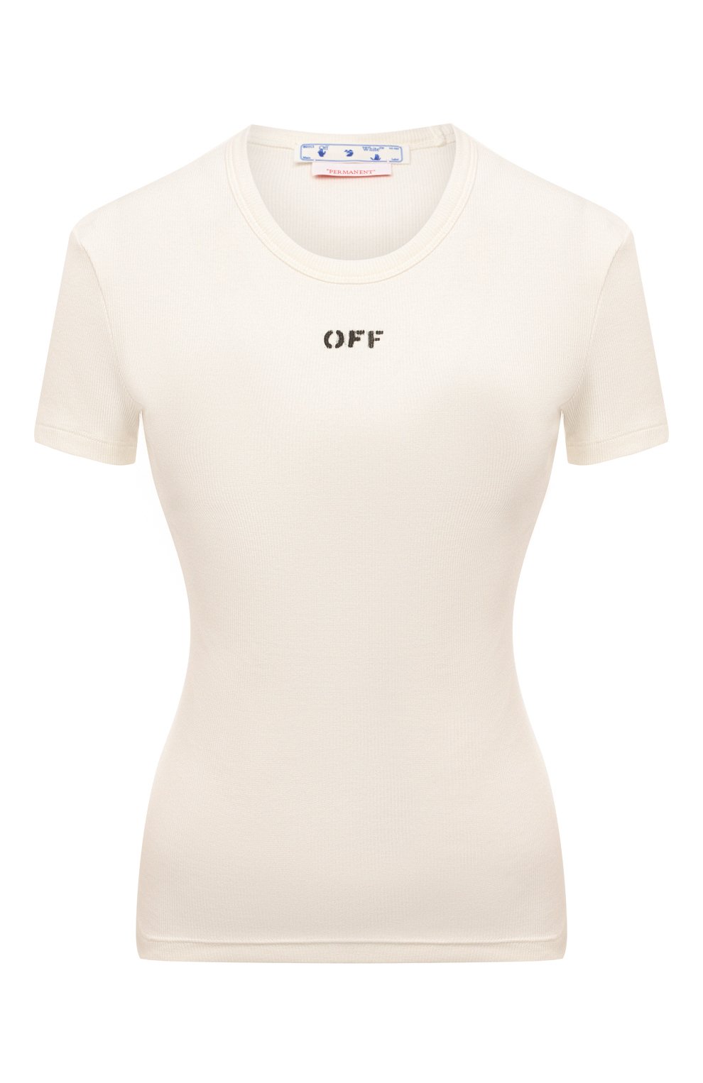 Хлопковая футболка OFF-WHITE молочного цвета по цене 36550 руб., арт. 0WAA065C99JER002, фото 1 Хлопковая футболка OFF-WHITE, арт. 0WAA065C99JER002, фото 1