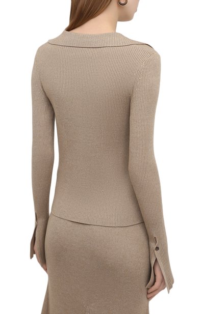 Шерстяной кардиган NANUSHKA бежевого цвета по цене 35650 руб., арт. SID_BEIGE_MELANGE W00L KNIT, фото 4 Шерстяной кардиган NANUSHKA, арт. SID_BEIGE_MELANGE W00L KNIT, фото 4
