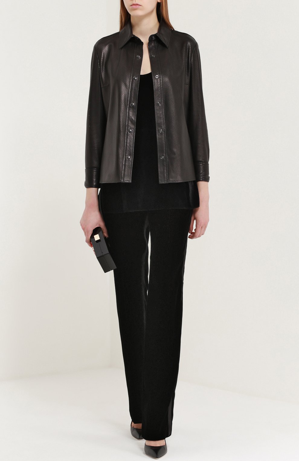 Кожаная блуза прямого кроя с перфорацией TOM FORD, арт. CAL525/LEX130, фото 2