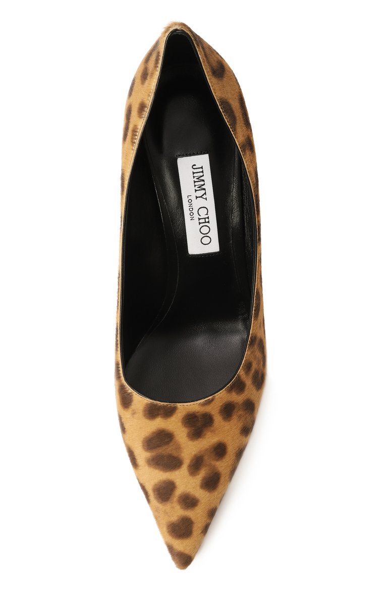 Женские кожаные туфли love 85 JIMMY CHOO леопардового цвета, арт. L0VE 85/PWJ | Фото 6 (Материал внутренний: Натуральная кожа; Каблук высота: Высокий; Подошва: Плоская; Материал внешний: Натуральная кожа; Каблук тип: Шпилька)