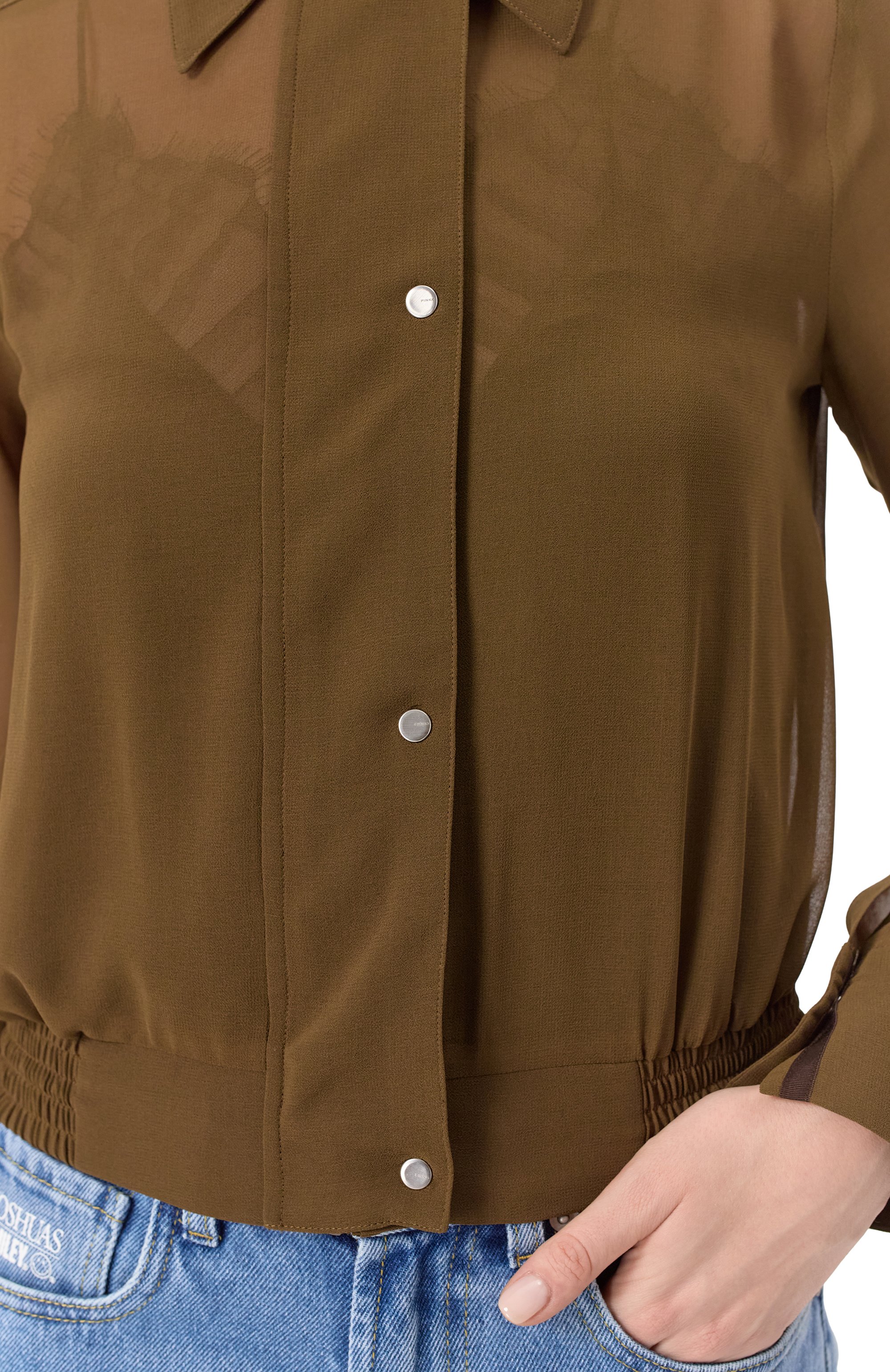 Блузка PINKO хаки цвета по цене 26000 руб., арт. 104787/A21F, фото 5 Блузка PINKO, арт. 104787/A21F, фото 5