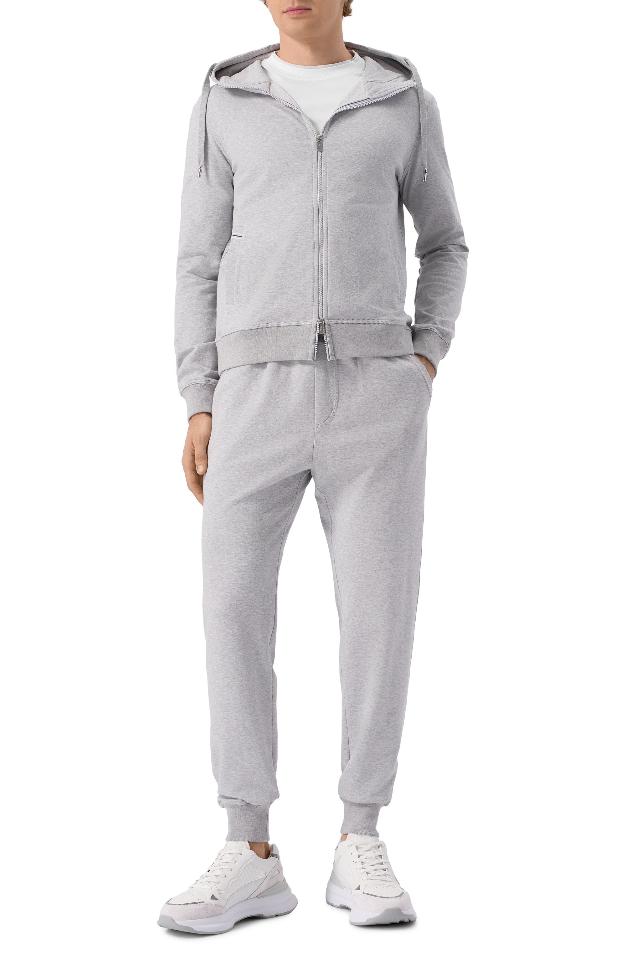 Хлопковые джоггеры FEDELI светло-серого цвета по цене 39050 руб., арт. 8UE00639, фото 2 Хлопковые джоггеры FEDELI, арт. 8UE00639, фото 2