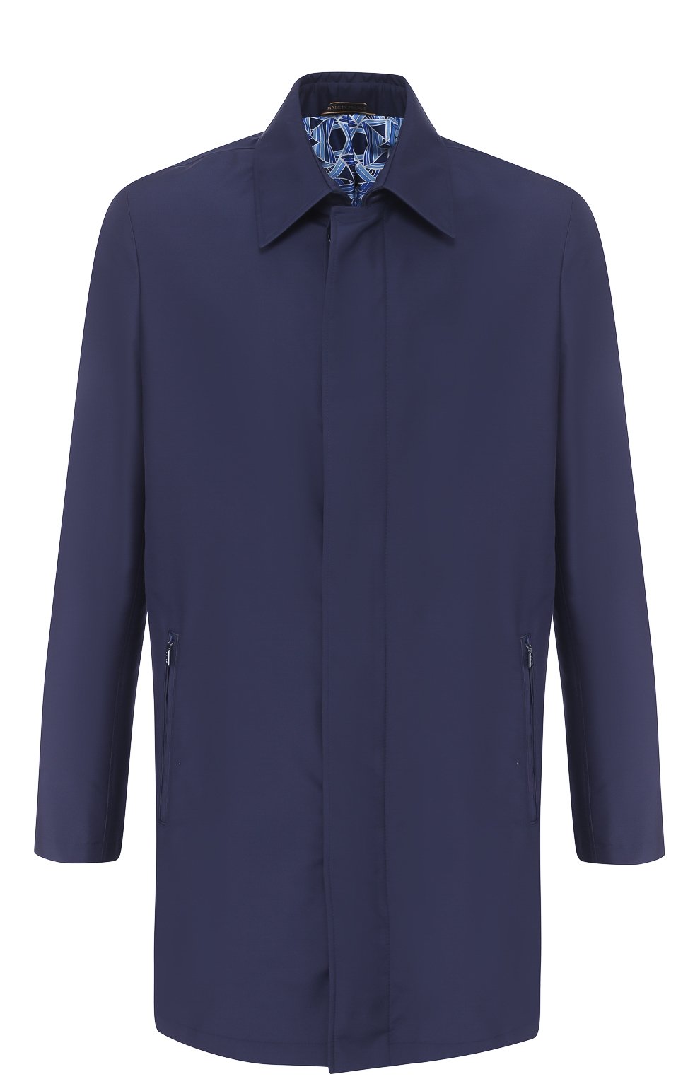 Шелковый плащ ZILLI синего цвета по цене 1070000 руб., арт. A0TIMB-03007/0000, фото 1 Шелковый плащ ZILLI, арт. A0TIMB-03007/0000, фото 1