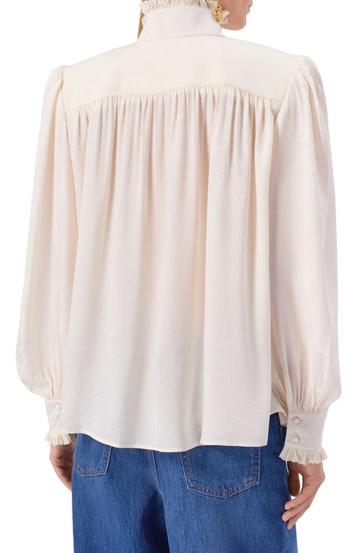 Шелковая блузка Chloé CH25WHT40323 Бежевый  CH25WHT40323 Фото 4