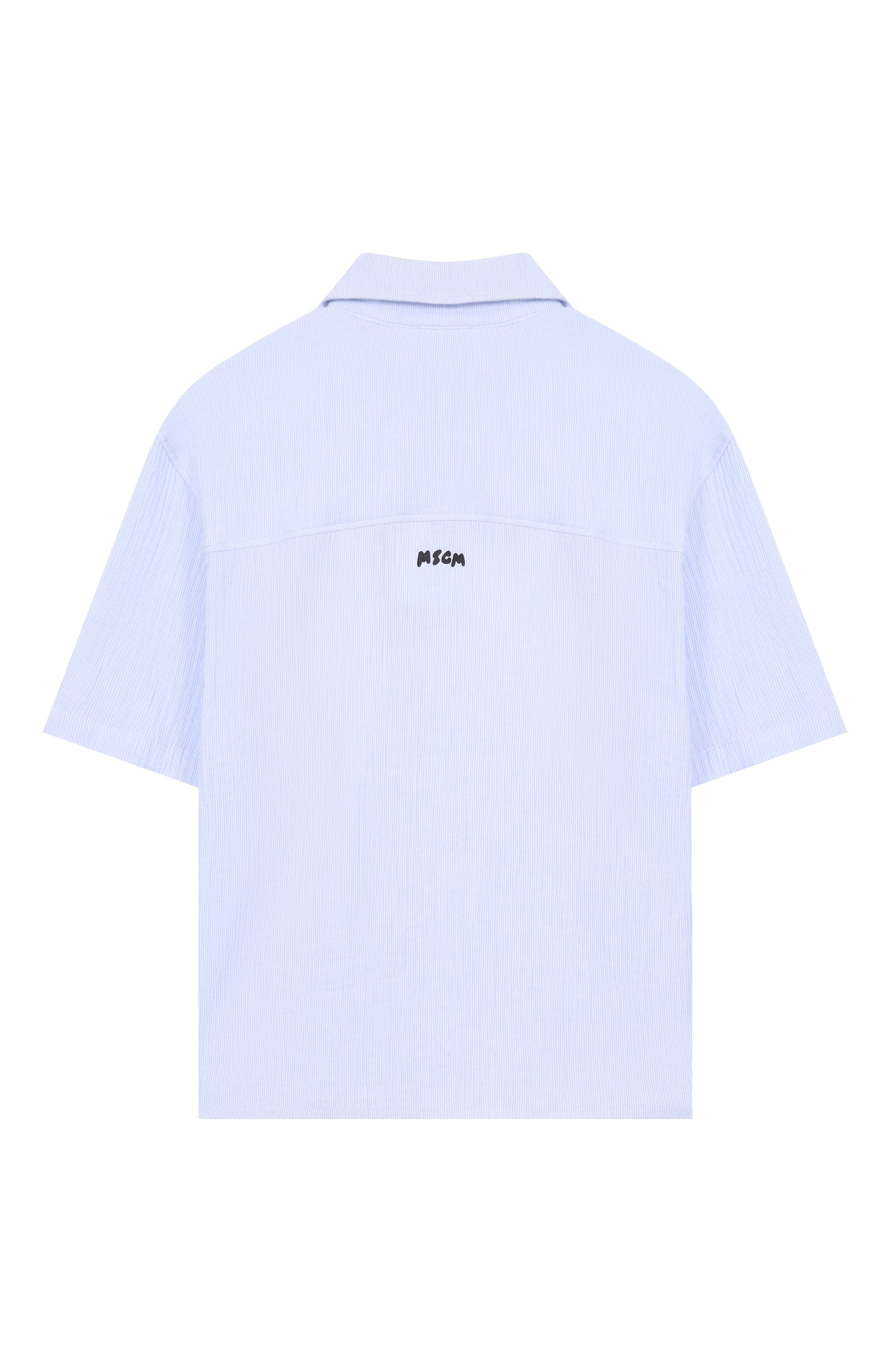 Хлопковая рубашка MSGM KIDS голубого цвета по цене 16700 руб., арт. S6MSJBCS198, фото 2 Хлопковая рубашка MSGM KIDS, арт. S6MSJBCS198, фото 2