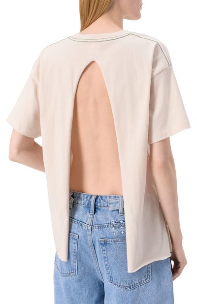 Хлопковая футболка KSUBI кремового цвета по цене 19300 руб., арт. WPS25TE011, фото 4 Хлопковая футболка KSUBI, арт. WPS25TE011, фото 4