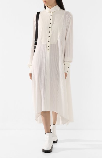 Платье из смеси вискозы и хлопка ANN DEMEULEMEESTER светло-бежевого цвета по цене 53350 руб., арт. 2001-2014-P-156-005, фото 2 Платье из смеси вискозы и хлопка ANN DEMEULEMEESTER, арт. 2001-2014-P-156-005, фото 2