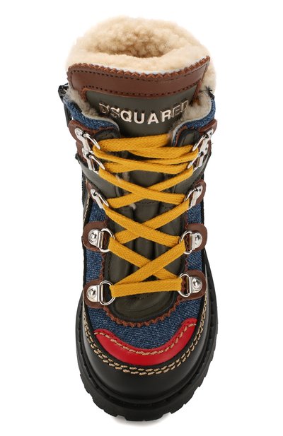 Кожаные ботинки с меховой отделкой DSQUARED2, арт. 62452/18-27, фото 4