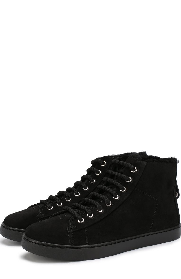 Высокие замшевые кеды peter с внутренней меховой отделкой GIANVITO ROSSI, арт. S20386.W1BLK.SUENER0, фото 1