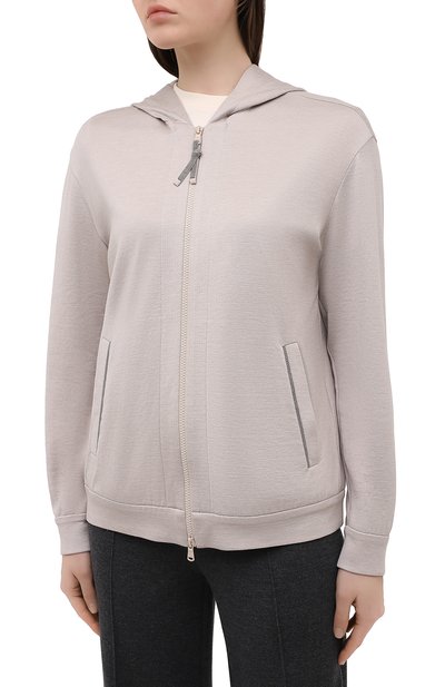 Толстовка из хлопка и шелка BRUNELLO CUCINELLI светло-бежевого цвета по цене 147500 руб., арт. MD828SB806, фото 3 Толстовка из хлопка и шелка BRUNELLO CUCINELLI, арт. MD828SB806, фото 3