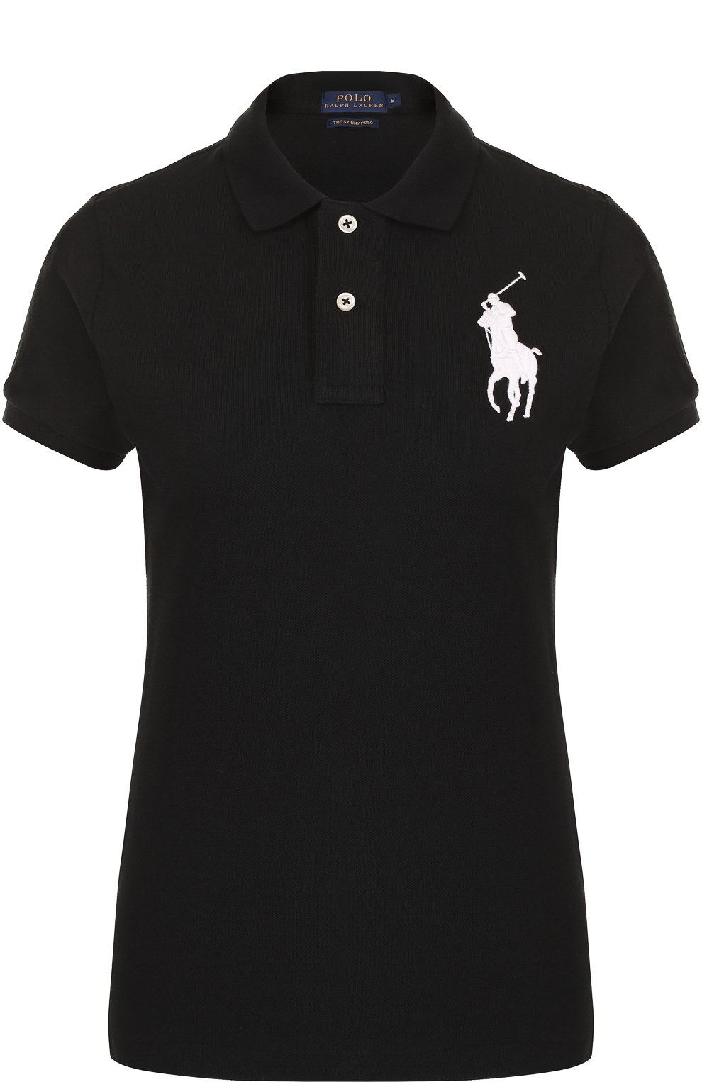 Хлопковое поло с вышитым логотипом бренда POLO RALPH LAUREN черного цвета по цене 17050 руб., арт. 211505656, фото 1 Хлопковое поло с вышитым логотипом бренда POLO RALPH LAUREN, арт. 211505656, фото 1