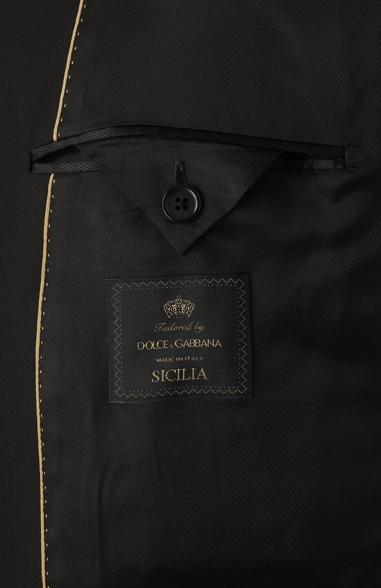 Мужской шерстяной костюм DOLCE & GABBANA черного цвета, арт. GKPRMT/GJ076 | Фото 7 (Материал внешний: Шерсть; Рукава: Длинные; Материал сплава: Проставлено; Драгоценные камни: Проставлено; Стили: Классический; Костюмы М: Двубортный)