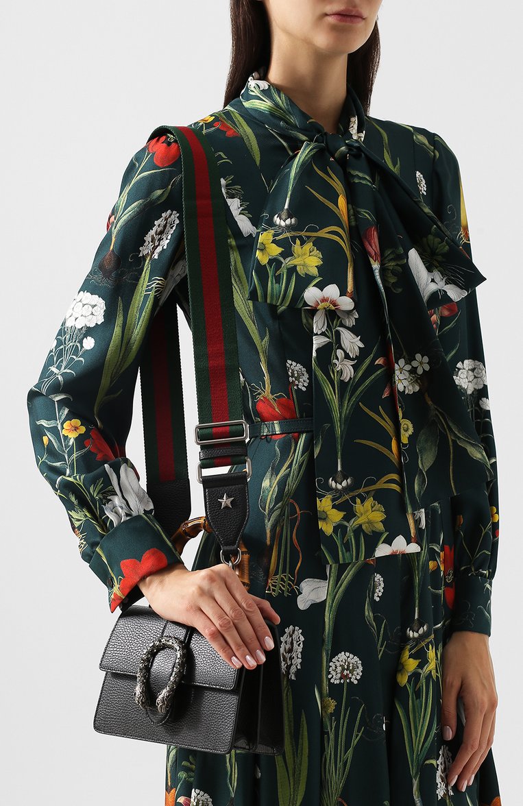 Женская сумка dionysus mini GUCCI черного цвета, арт. 523367/CA0HN | Фото 5 (Ремень/цепо чка: На ремешке; Материал: Натуральная кожа; Размер: mini; Статус проверки: Проверено, Проверена категория; Сумки-технические: Сумки через плечо, Сумки top-handle; Материал сплава: Проставлено, Проверено; Драгоценные камни: Проставлено)