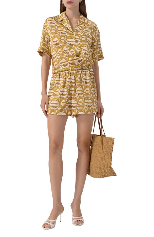 Шелковые шорты Хохлома х Алена Ахмадуллина WTP2115 Бежевый  WTP2115 Фото 2