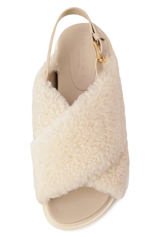 Сандалии Fussbett из овчины Marni FBMS005801/P9093 Кремовый  FBMS005801/P9093 Фото 6