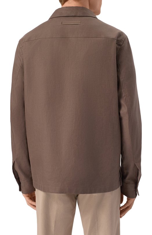 Льняная рубашка Zegna S0T10B/UFV60A9 Бежевый  S0T10B/UFV60A9 Фото 4
