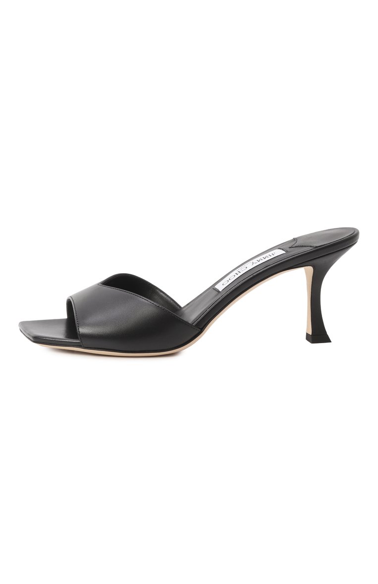 Женские кожаные мюли skye 70 JIMMY CHOO черного цвета, арт. SKYE 70/CLF | Фото 4 (Драгоценные камни: Проставлено; Материал внешний: Натуральная кожа; Каблук высота: Высокий; Подошва: Плоская; Материал сплава: Проставлено; Материал внутренний: Натуральная кожа; Каблук тип: Фигурный)