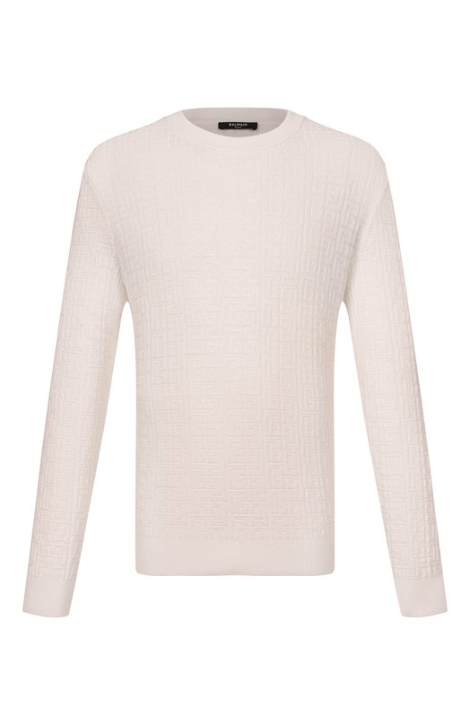 Джемпер из шерсти и льна Balmain GH1KD000/KI03 Кремовый GH1KD000/KI03