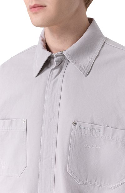 Хлопковая куртка-рубашка BALENCIAGA серого цвета по цене 226500 руб., арт. 839085/TRP15, фото 5 Хлопковая куртка-рубашка BALENCIAGA, арт. 839085/TRP15, фото 5