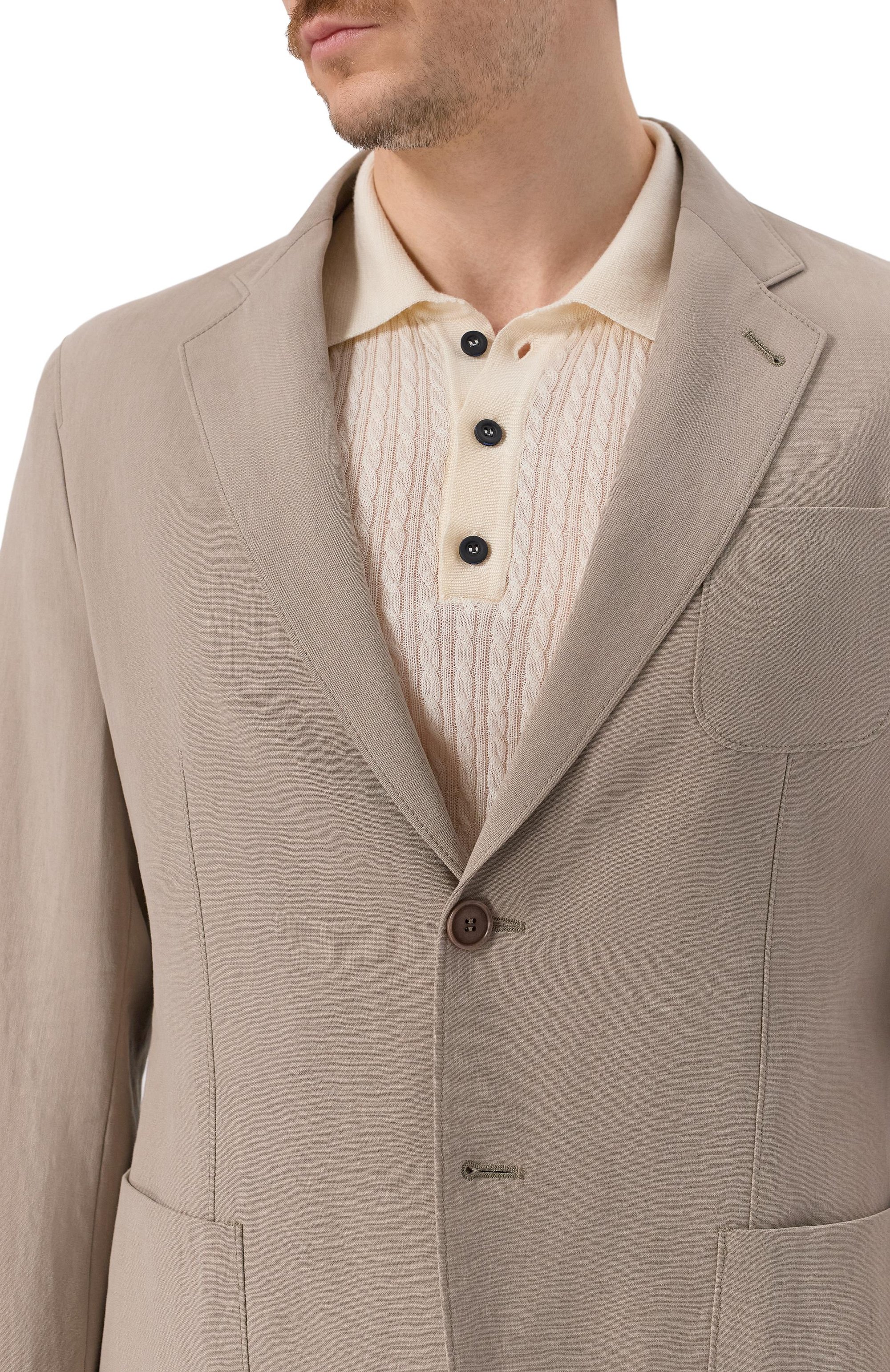 Льняной пиджак GIORGIO ARMANI бежевого цвета по цене 269500 руб., арт. GM000140/TE10954, фото 6 Льняной пиджак GIORGIO ARMANI, арт. GM000140/TE10954, фото 6