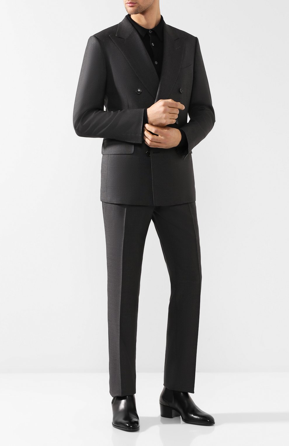 Костюм с двубортным пиджаком из смеси шерсти и шелка TOM FORD, арт. 438R12/21SD4Z, фото 1