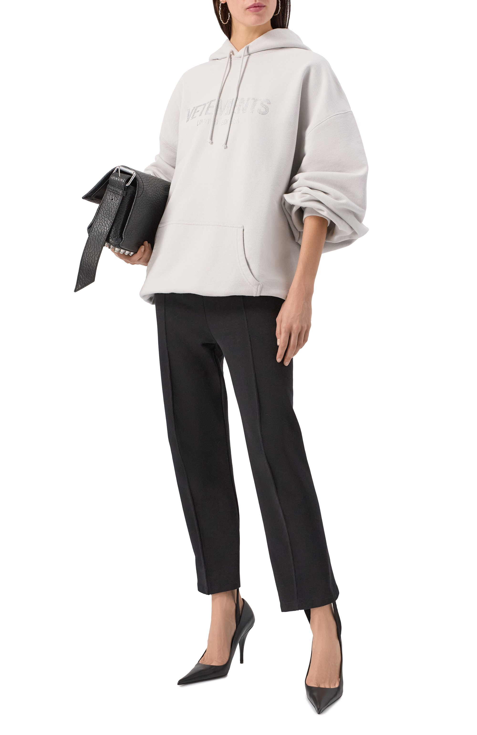 Хлопковое худи VETEMENTS светло-серого цвета по цене 109500 руб., арт. UE54HD240W/1302 M0LLET0N, фото 2 Хлопковое худи VETEMENTS, арт. UE54HD240W/1302 M0LLET0N, фото 2
